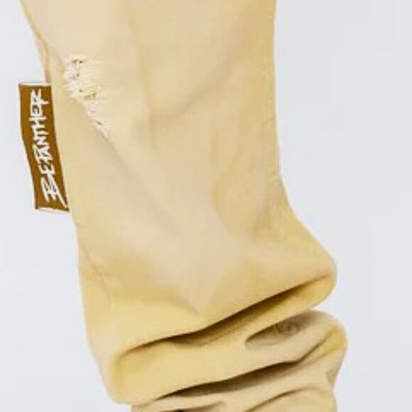 Men's Designer BeAPanther "Red Eye" Jeans 31x32 Beige Colorway NEW - Picture 7 of 11